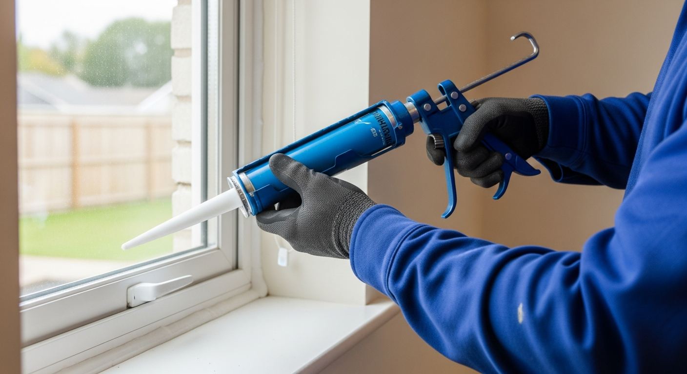 Application de silicone autour d'une fenetre a Armagh