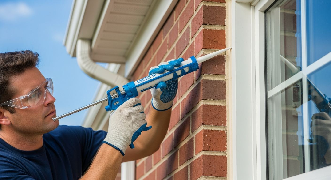 Application de silicone autour d'une fenetre a Chazel