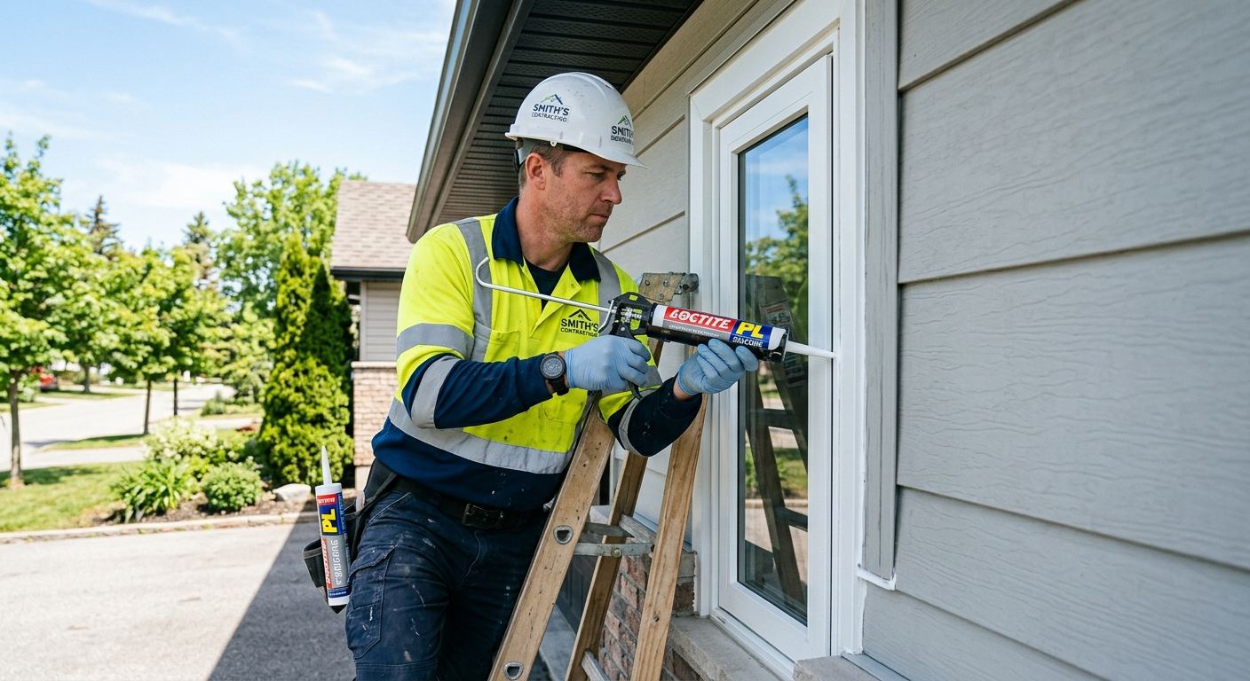 Application de silicone autour d'une fenetre a Shefford