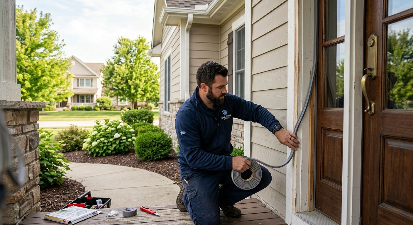 Calfeutreur professionnel au travail a Nouvelle, Quebec