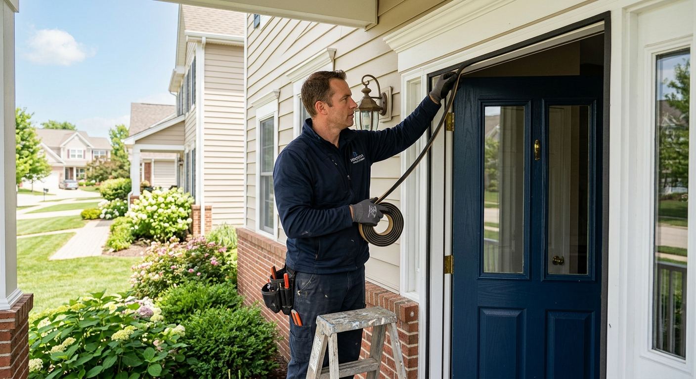 Calfeutreur professionnel au travail a Beaupré, Quebec