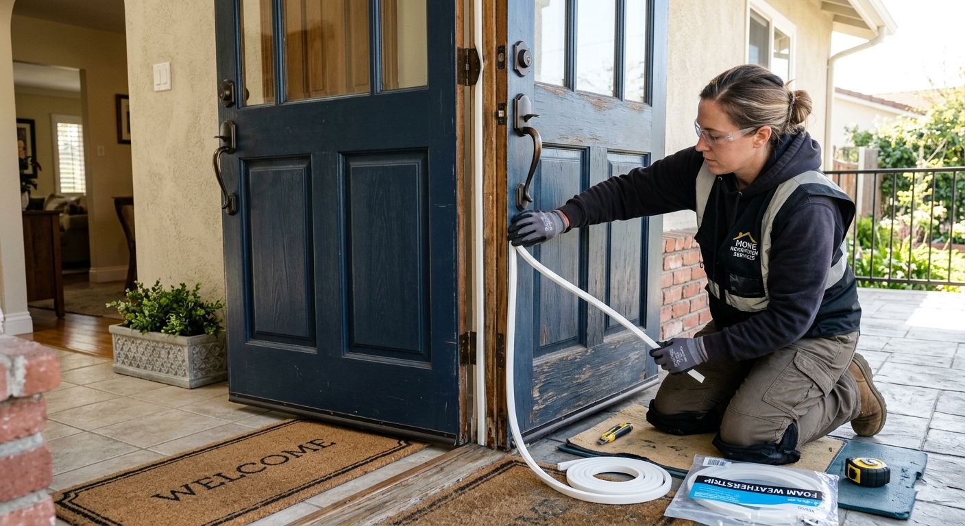 Calfeutrage de porte exterieure a Magog